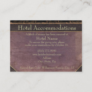 Book Hotel Accommodatie Enclosure-kaarten Informatiekaartje