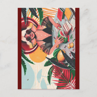 Book Lady Wimsical Briefkaart