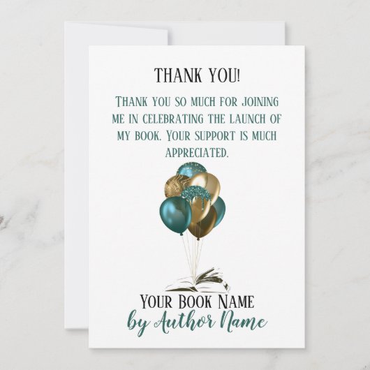 Book Launch Party Balloons Hartelijk dank Kaart (Voorkant)