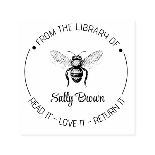 Book library bookplate book stamp Custom BEE Zelfinktende Stempel (Design)