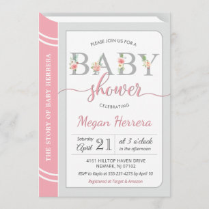 Book Library Building Baby Girl Shower Kaart