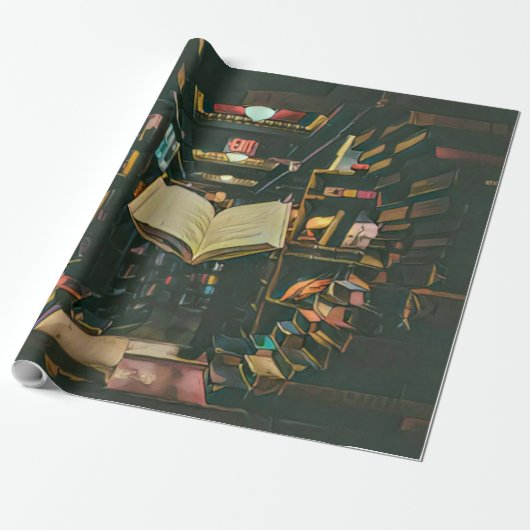 Book lover artwork cadeaupapier (Uitgerold)