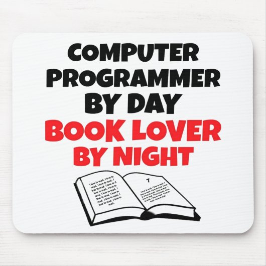 Book Lover computerprogrammeur Muismat (Voorkant)