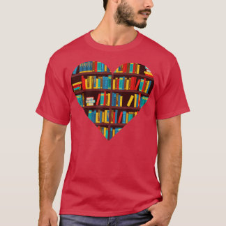 Book Lover Heart Shape Reading Club Librarian Book T-shirt