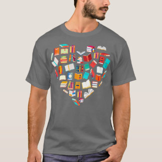 Book Lover Heart Shape Reading Club Librarian T-shirt