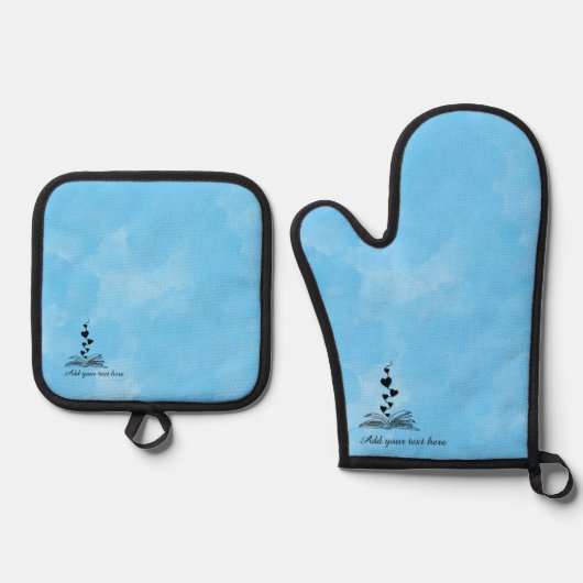 Book Lover Kitchen Oven Mitt Ovenwant & Pannenlap Set (Voorkant)