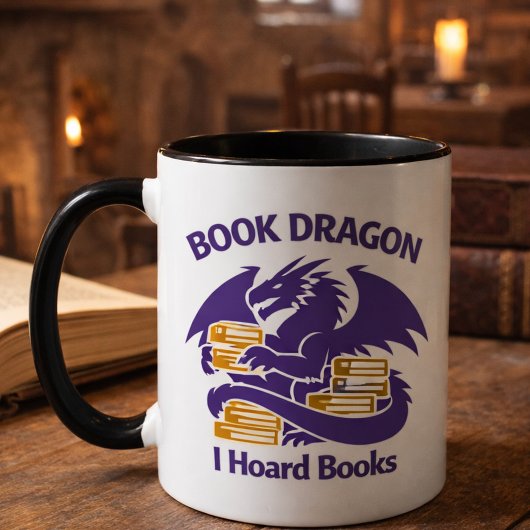 Book Lover Mug | Book Dragon I Hoard Books Coffee 