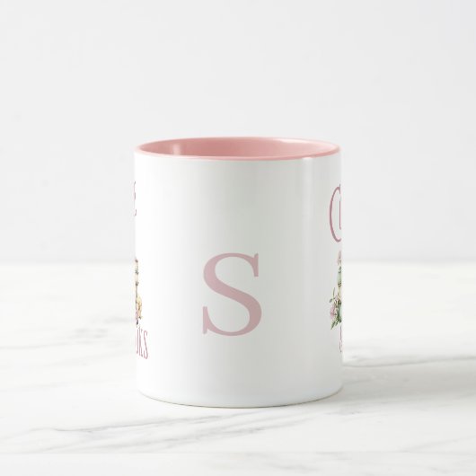 Book Lover Pink Handle Initial Mug (Centre)