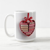 Book Lover Red Heart Shaped Gift Box Classic Mug (Gauche)