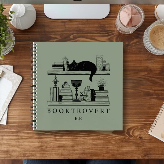 Book Lover's Cozy Bookcase Booktrovert Monogram Notitieboek