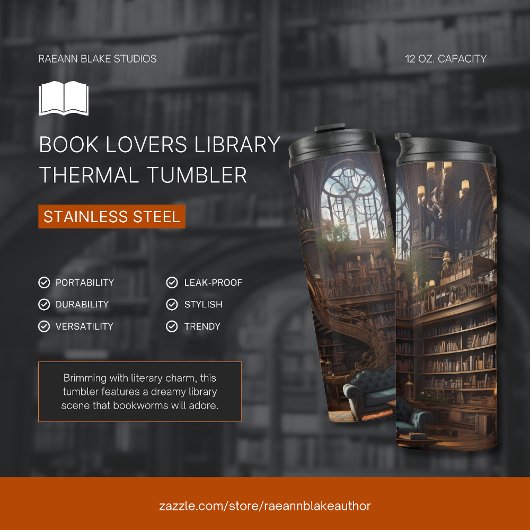 Book Lovers Library Thermische Tumbler Thermosbeker