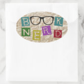 Book Nerd Ovale Sticker (Tas)