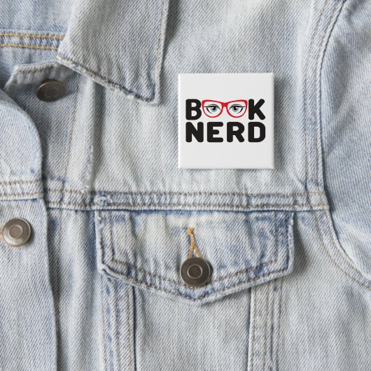 Book Nerd Vierkante Button 5,1 Cm (In situ)