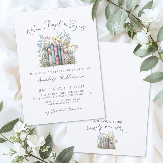 Book New Chapter Floral Bridal Shower Invitation