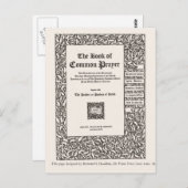 Book of Common Prayer, New York 1800 Briefkaart (Voorkant / Achterkant)