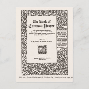 Book of Common Prayer, New York 1800 Briefkaart