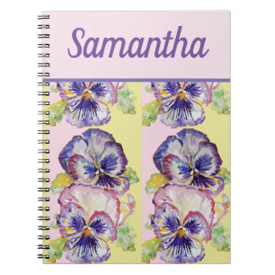 Book Pansy Paarse Flower Waterverf Girls Name Notitieboek