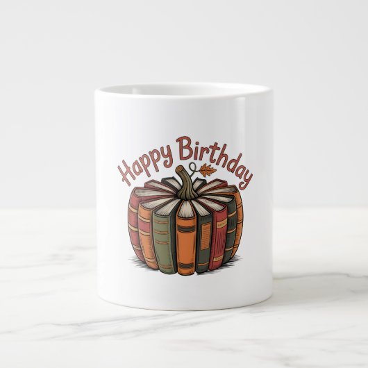 Book Pumpkin Happy Birthday Extra Grote Beker (Voorkant)