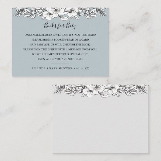 Book Request Baby shower Invitation Insert Card Informatiekaartje (Voorkant / Achterkant)