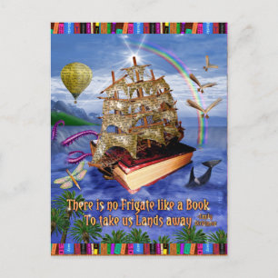 Book Ship Ocean Scene met Emily Dickinson Quote Briefkaart