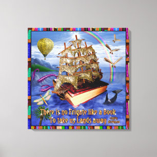 Book Ship Ocean Scene met Emily Dickinson Quote Canvas Afdruk