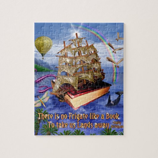 Book Ship Ocean Scene met Emily Dickinson Quote Legpuzzel (Verticaal)