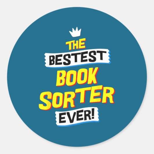 Book Sorter, Funny Job Occupation  Ronde Sticker (Voorkant)