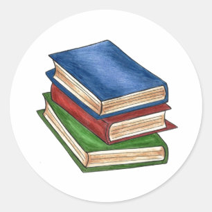 Book Stack Reading Library Book Teacher Librarian Ronde Sticker