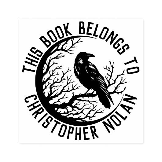 Book Stamp With Name And Raven For Man Rubberstempel (Afrduk)