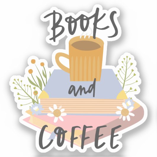 Book Sticker, Books and Coffee, Geschenkidee Sticker (Voorkant)