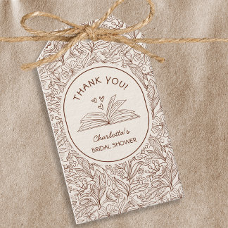 Book Theme Brown Floral Literary Bridal Shower Cadeaulabel