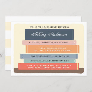 Book Theme Library Baby shower Invitation Kaart