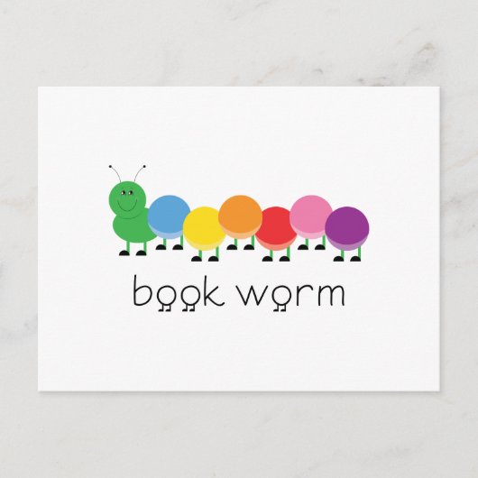Book Worm Caterpaal Briefkaart (Voorkant)