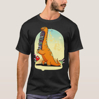 Book Worm Dino Dinosaur Library Librarian Reading T-shirt