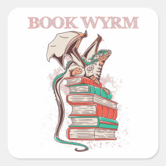 Book Wyrm Vierkante Sticker