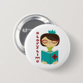 Bookachtig Storytime lezen Lady Librarian Gift Ronde Button 5,7 Cm (Voorkant /achterkant)