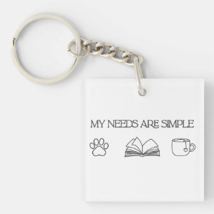 Bookful kattencadeau mijn behoeften zijn eenvoudig sleutelhanger