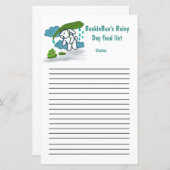 BookieBun regenachtige dag voedsellijst (Voorkant / Achterkant)