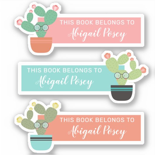 Bookish Bespectacttacé Cactus Étiquette du livre (Devant)