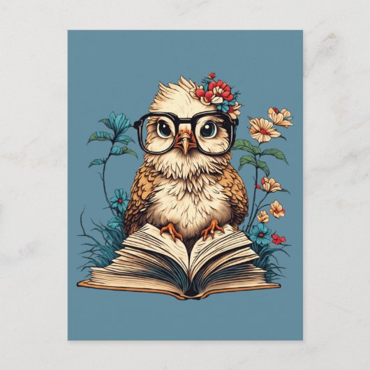 bookish bird briefkaart (Voorkant)