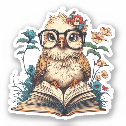 bookish bird sticker (Voorkant)