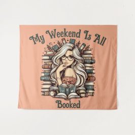 Bookish Bliss: Meisje te midden van boeken Wandkleed