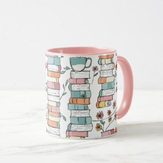 Bookish Books Pastel Pink Coffee Mug Mok