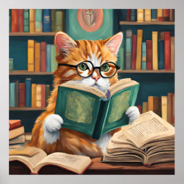 Bookish Cat Wall Art Print – Schattigee Leeskat