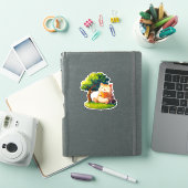 Bookish Chubby Cat Under Tree Sticker (Couverture iPad)
