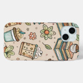Bookish Coffee iPhone Case – Cozy Reader Aesthetic (Achterkant (horizontaal))