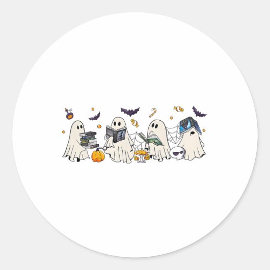 Bookish Ghost Throne van GL Halloween Ronde Sticker (Voorkant)