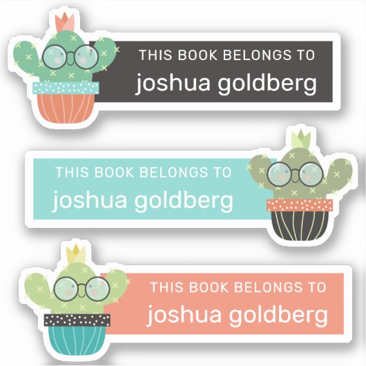 Bookish Green Cactus Étiquette (Devant)