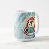 Bookish Penguin Adventure Large Coffee Tea Mug Koffiemok (Voorkant rechts)