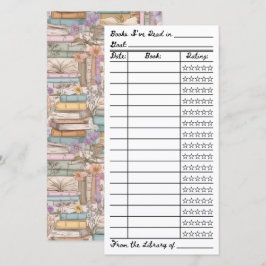 Bookish Reading List Tracker Flat Card